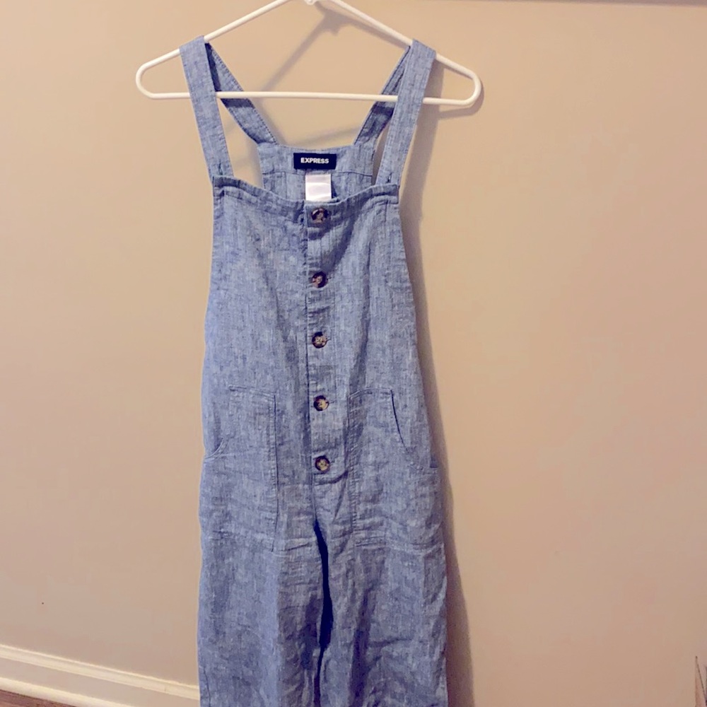 Express Linen Cotton Chambray Overalls/Romper